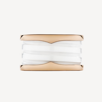 [Luna Brilliance]ZERO 1 FOUR-BAND LOOPS AND WHITE CERAMIC SPIRAL PINK GOLD RING