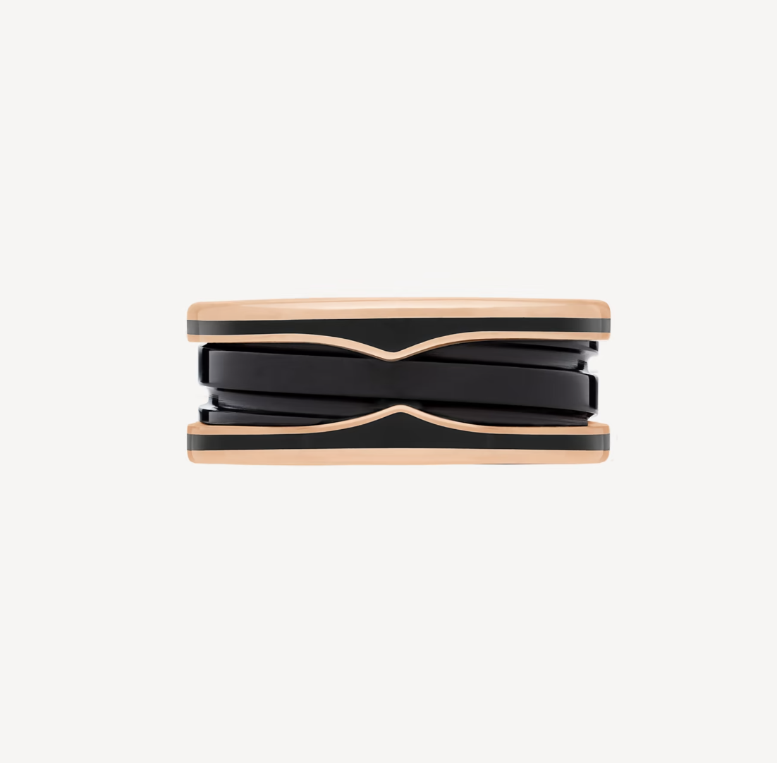 [Luna Brilliance]ZERO 1 TWO-BAND WITH MATTE BLACK CERAMIC PINK GOLD RING