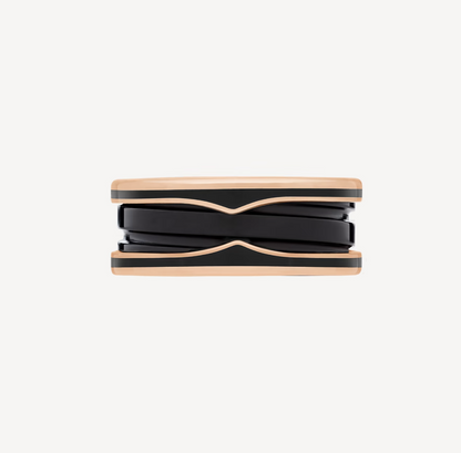 [Luna Brilliance]ZERO 1 TWO-BAND WITH MATTE BLACK CERAMIC PINK GOLD RING