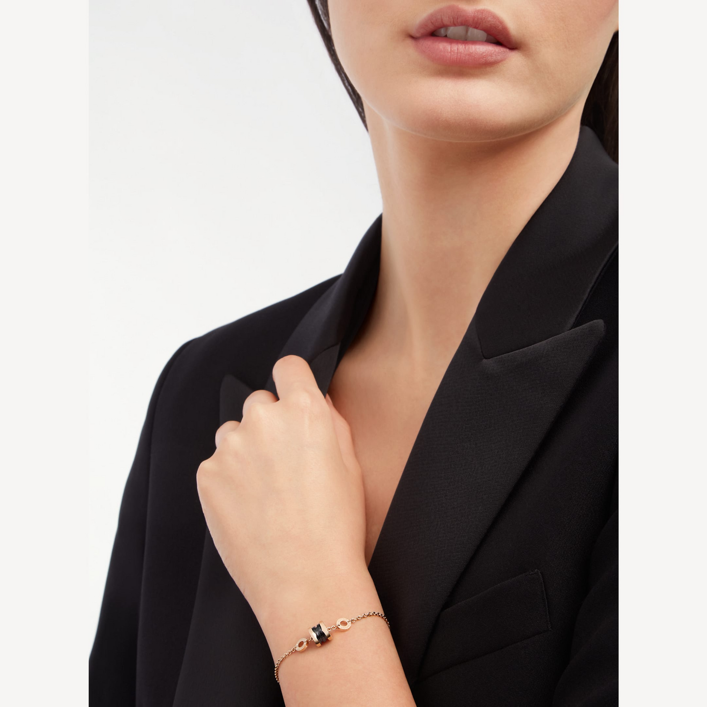 [Luna Brilliance]ZERO 1 SOFT PINK GOLD AND BLACK CERAMIC BRACELET