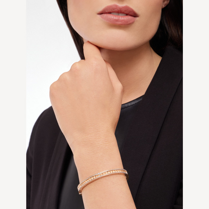[Luna Brilliance]ZERO 1 SPIRAL AND PAVED DIAMOND PINK GOLD BRACELET
