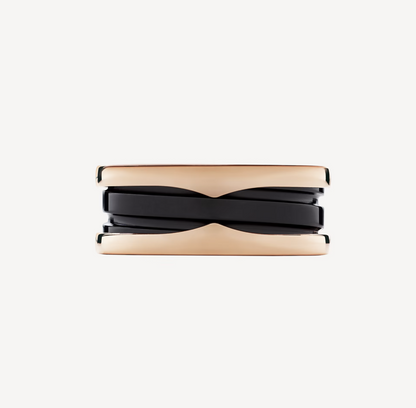 [Luna Brilliance]ZERO 1 TWO-BAND LOOPS AND BLACK CERAMIC PINK GOLD RING