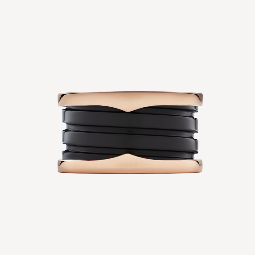 [Luna Brilliance]ZERO 1 FOUR-BAND LOOPS AND BLACK CERAMIC SPIRAL PINK GOLD RING