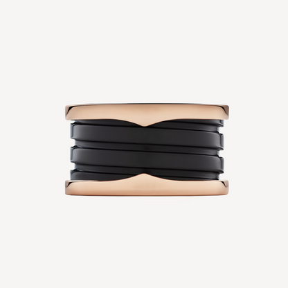 [Luna Brilliance]ZERO 1 FOUR-BAND LOOPS AND BLACK CERAMIC SPIRAL PINK GOLD RING