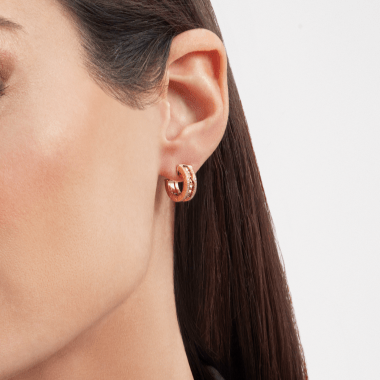 [Luna Brilliance]ZERO 1 ROCK GOLD EARRINGS WITH STUDDED SPIRAL AND PAVED DIAMONDS
