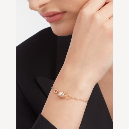 [Luna Brilliance]ZERO 1 SOFT PINK GOLD WITH PAVED DIAMONDS ON THE SPIRAL BRACELET