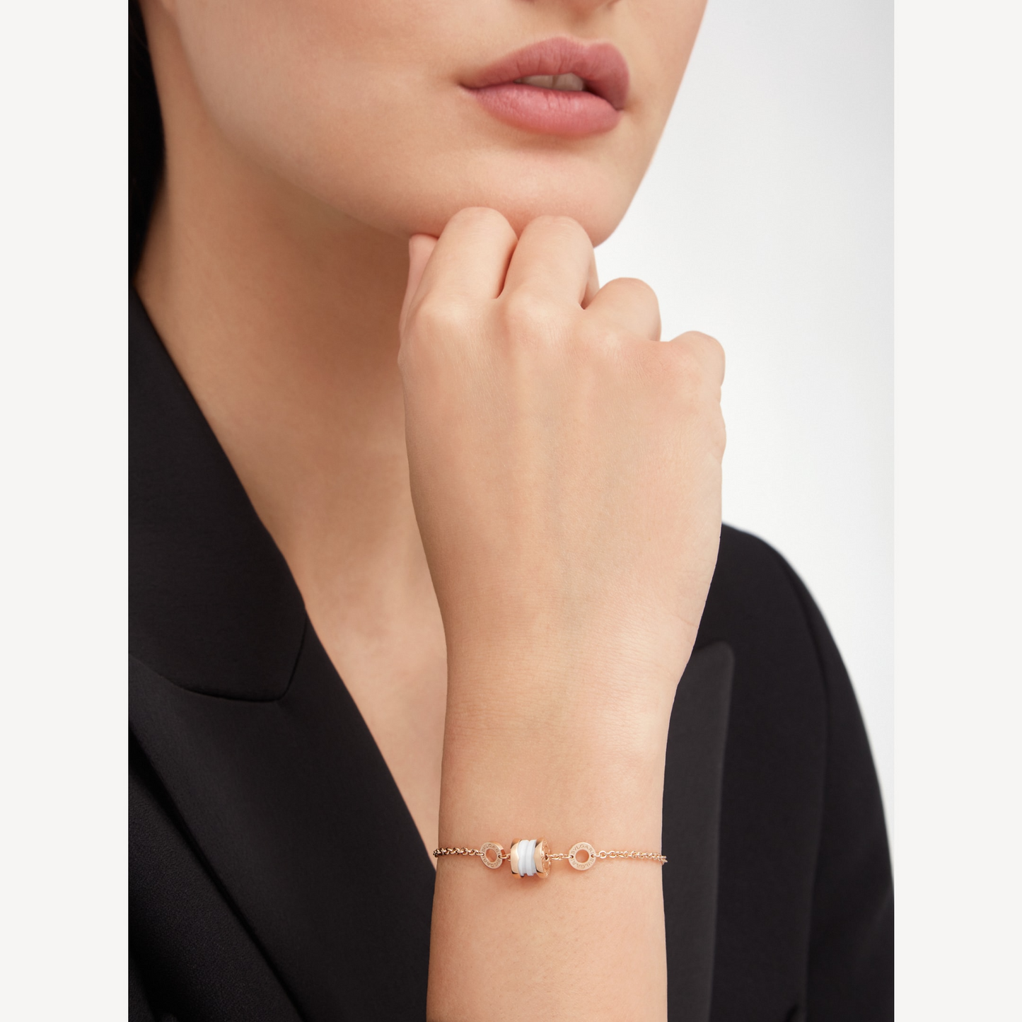 [Luna Brilliance]ZERO 1 SOFT PINK GOLD AND WHITE CERAMIC BRACELET