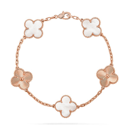 [Luna Brilliance]CLOVER WHITE PEARL MOP 5 MOTIF BRACELET COLLECTION