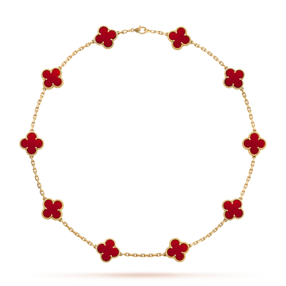 [Luna Brilliance]CLOVER 10 MOTIFS CARNELIAN NECKLACE