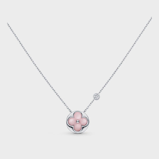 [Luna Brilliance]SUN MOTIF PINK MOP SILVER BRACELET
