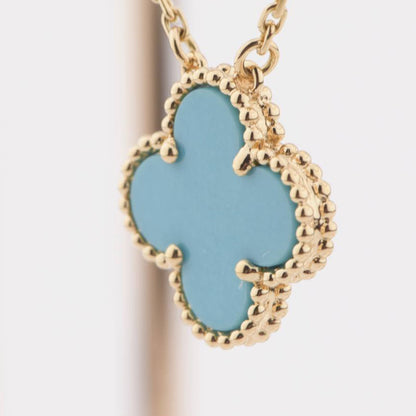 [Luna Brilliance]CLOVER 15MM VINTAGE TURQUOISE NECKLACE