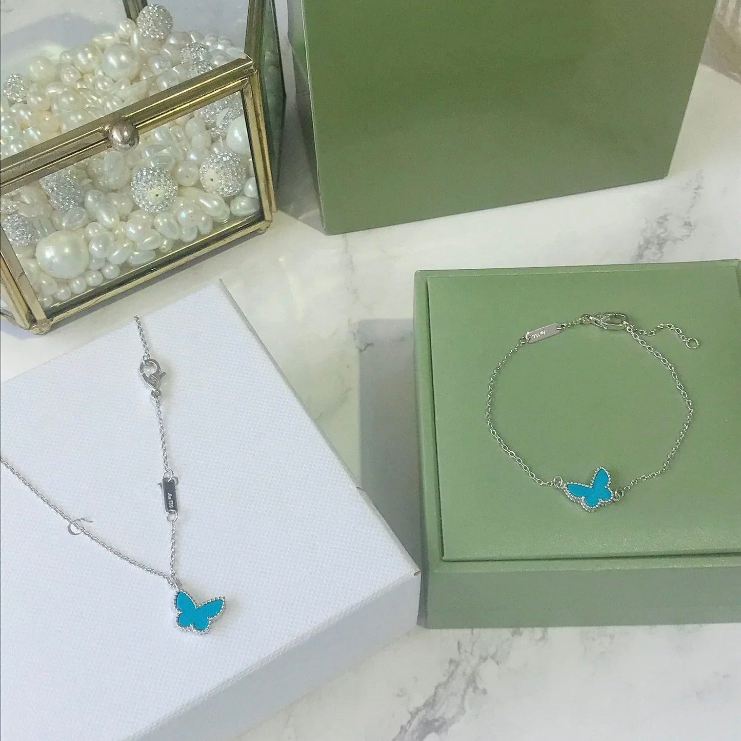 [Luna Brilliance]BUTTERFLY TURQUOISE BUTTERFLY BRACELET SILVER