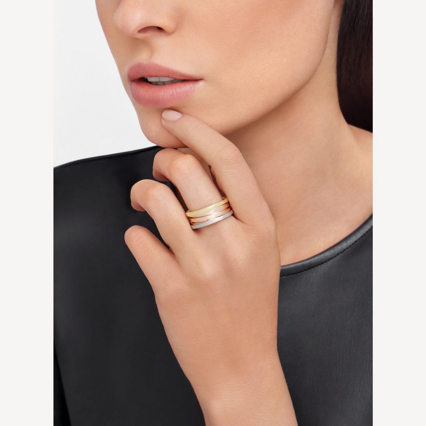 [Luna Brilliance]ZERO 1 THREE-BAND ROSE WHITE AND YELLOW RING