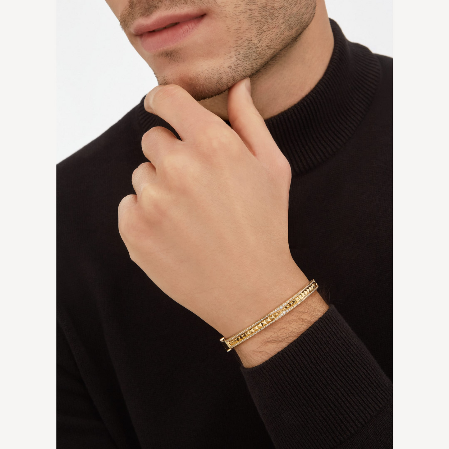 [Luna Brilliance]ZERO 1 SPIRAL AND PAVED DIAMOND GOLD BRACELET