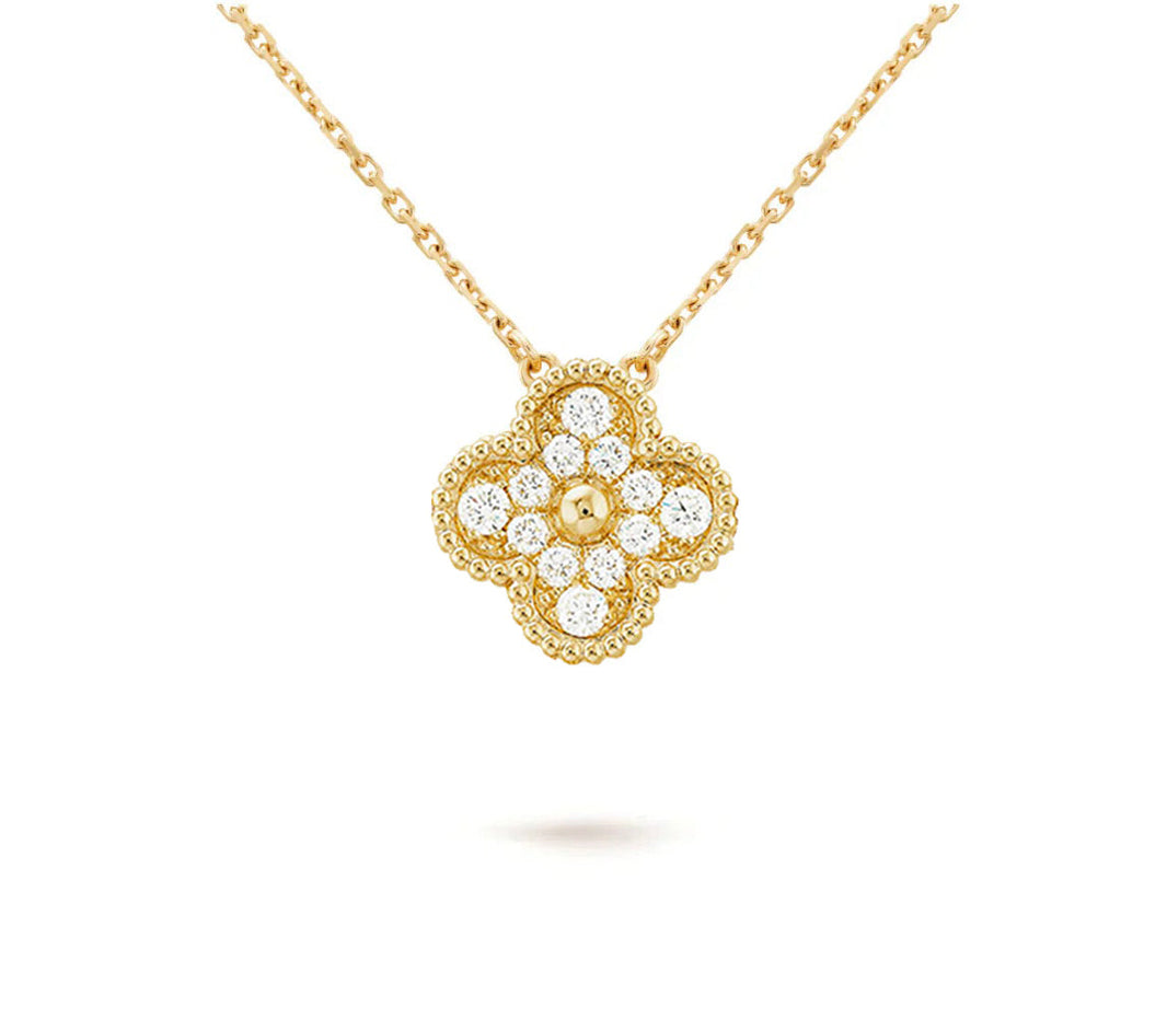 [Luna Brilliance]CLOVER 15MM DIAMOND SINGLE FLOWER NECKLACE COLLECTION