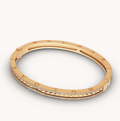 [Luna Brilliance]ZERO 1 SPIRAL AND PAVED DIAMOND GOLD BRACELET