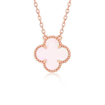 [Luna Brilliance]CLOVER 15MM PINK MOTHER-OF-PEARL SINGLE FLOWER NECKLACE