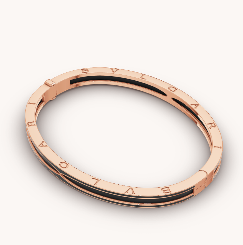 [Luna Brilliance]ZERO 1 PINK GOLD WITH MATTE BLACK CERAMIC BRACELET