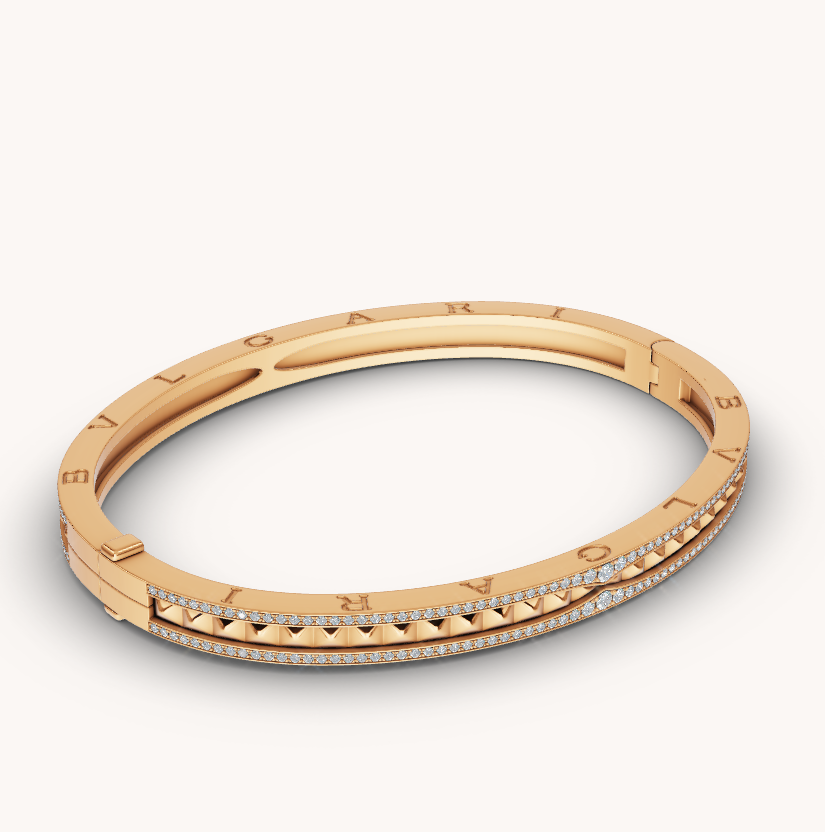 [Luna Brilliance]ZERO 1 SPIRAL AND PAVED DIAMOND GOLD BRACELET