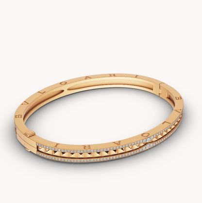 [Luna Brilliance]ZERO 1 SPIRAL AND PAVED DIAMOND GOLD BRACELET