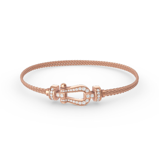 [Luna Brilliance]FORCE SMALL HORSESHOE  DIAMOND CHAIN ROPE BRACELET