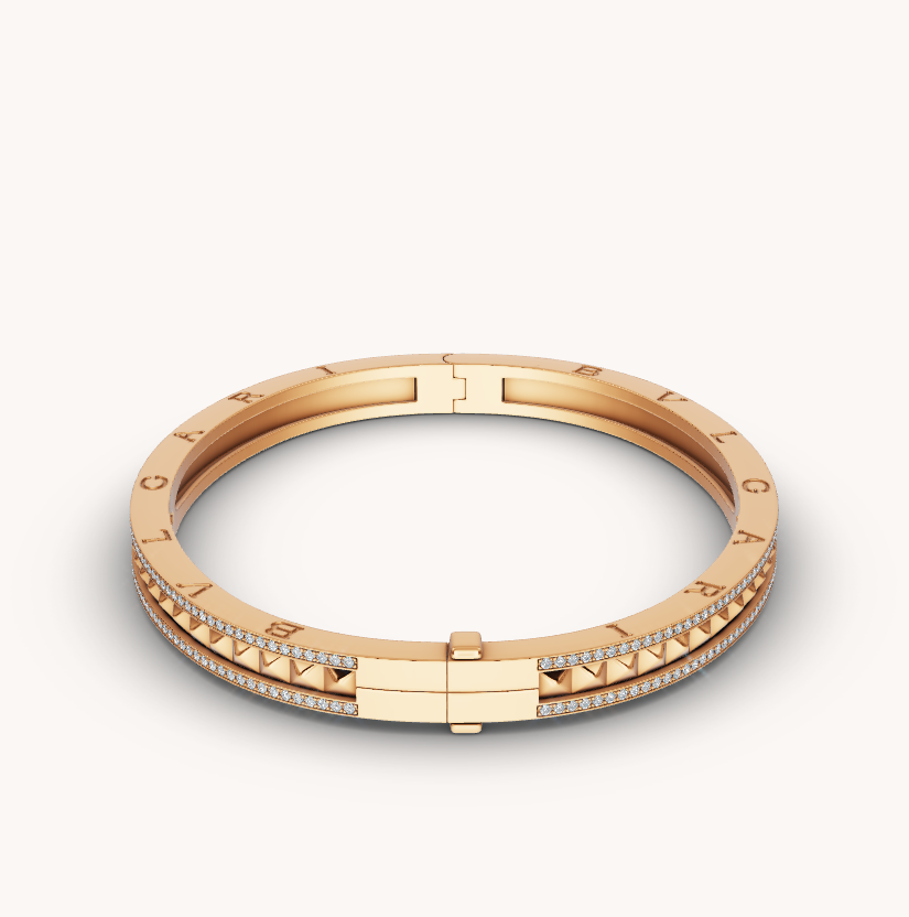 [Luna Brilliance]ZERO 1 SPIRAL AND PAVED DIAMOND GOLD BRACELET