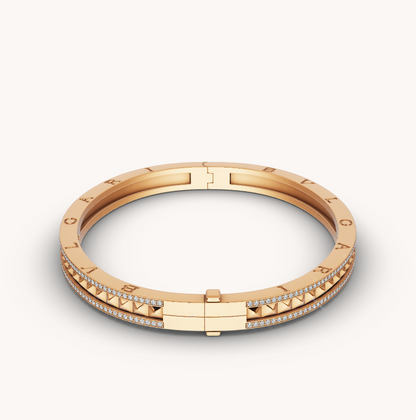 [Luna Brilliance]ZERO 1 SPIRAL AND PAVED DIAMOND GOLD BRACELET