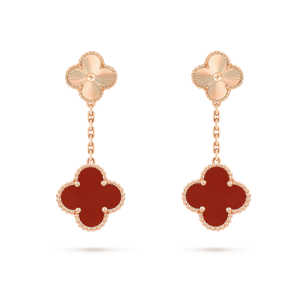 [Luna Brilliance]CLOVER 2 MOTIF  LASER CARNELIAN EARRINGS