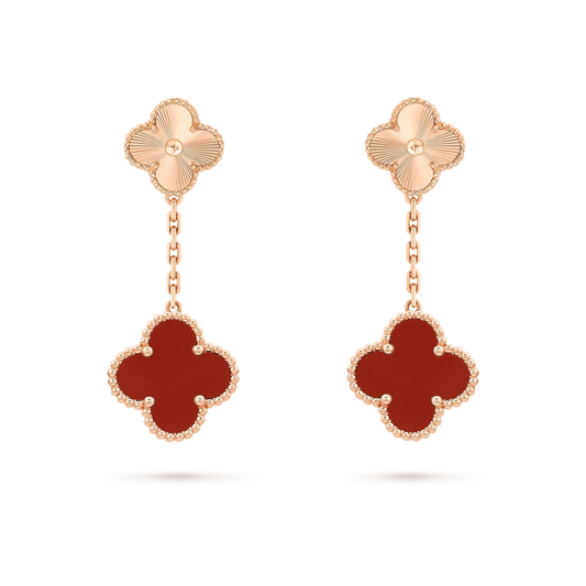 [Luna Brilliance]CLOVER 2 MOTIF  LASER CARNELIAN EARRINGS
