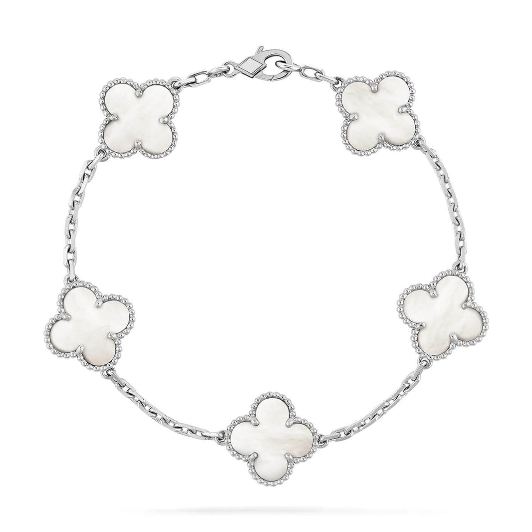 [Luna Brilliance]CLOVER WHITE PEARL MOP 5 MOTIF BRACELET COLLECTION