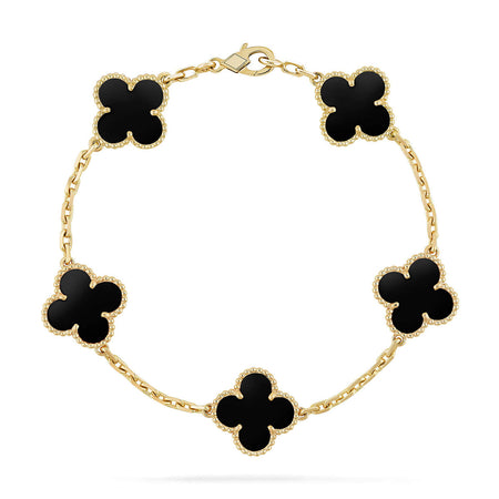 [Luna Brilliance] CLOVER 5 MOTIF ONYXS BRACELET COLLECTION