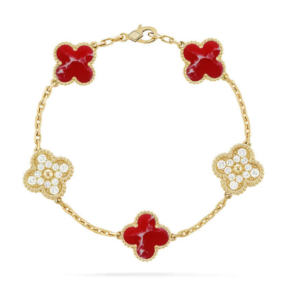 [Luna Brilliance]CLOVER 5 MOTIF RED PATTERN BRACELET COLLECTION