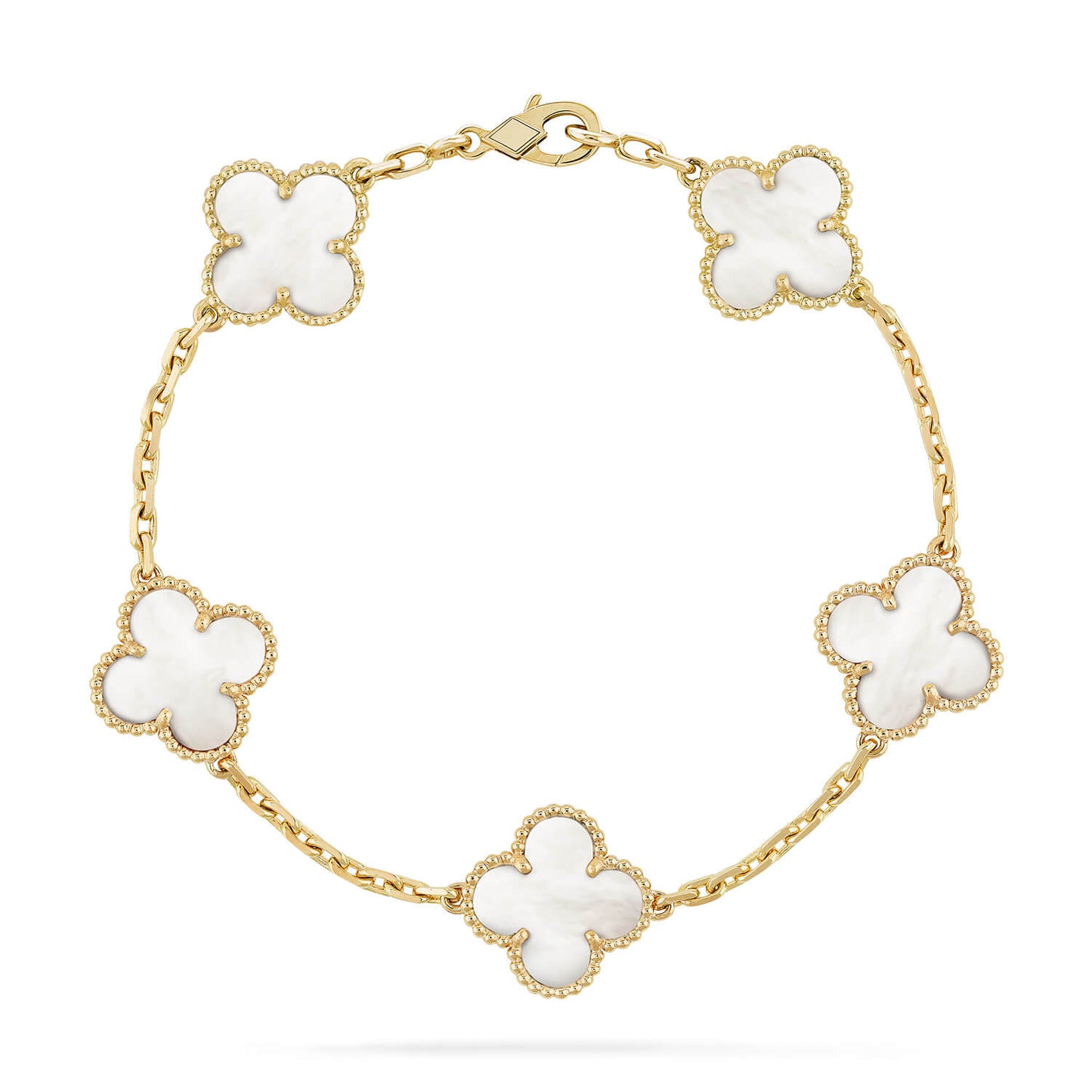 [Luna Brilliance]CLOVER  5 MOTIF WHITE MOP BRACELET