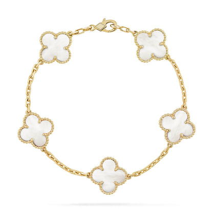 [Luna Brilliance]CLOVER  5 MOTIF WHITE MOP BRACELET