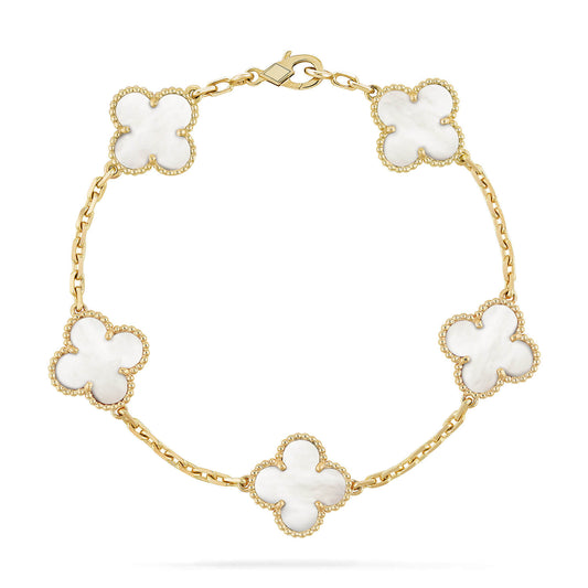 [Luna Brilliance]CLOVER  5 MOTIF WHITE MOP BRACELET