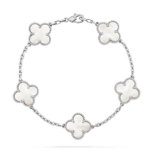 [Luna Brilliance]CLOVER SILVER MOP 5 MOTIF BRACELET