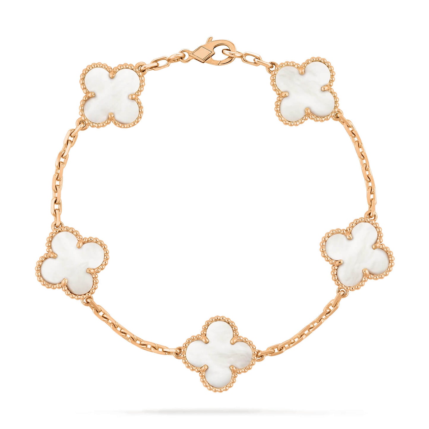 [Luna Brilliance]CLOVER  5 MOTIF WHITE MOP BRACELET