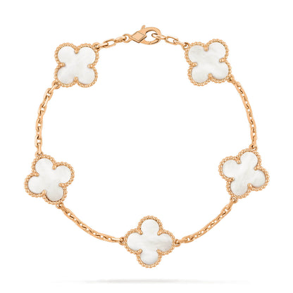 [Luna Brilliance]CLOVER  5 MOTIF WHITE MOP BRACELET