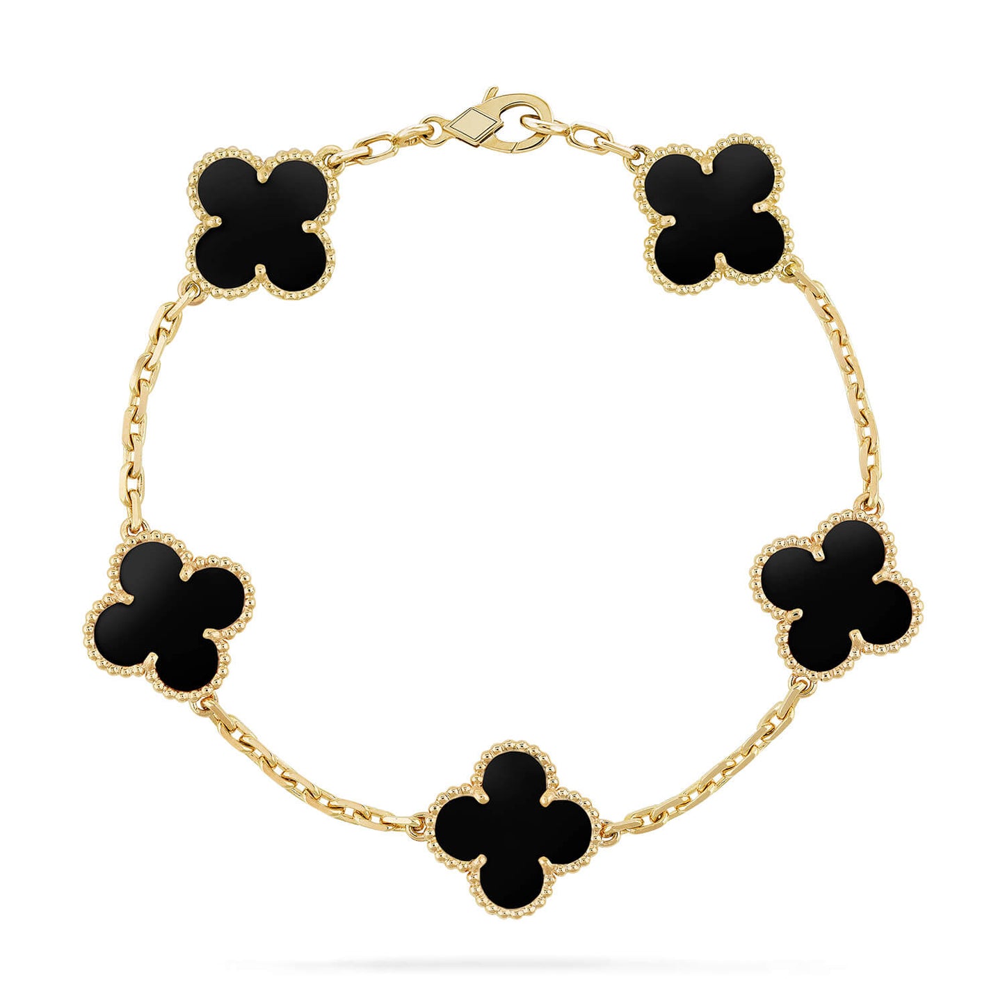 [Luna Brilliance]CLOVER  5 MOTIFS BLACK ONYX BRACELET