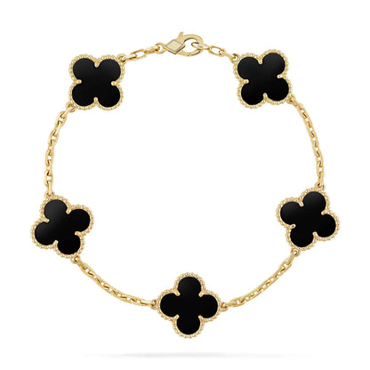 [Luna Brilliance]CLOVER  5 MOTIFS BLACK ONYX BRACELET
