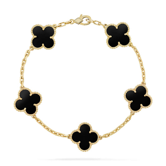 [Luna Brilliance]CLOVER  5 MOTIFS BLACK ONYX BRACELET