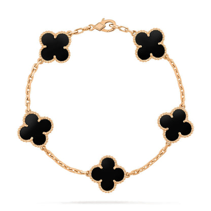 [Luna Brilliance]CLOVER  5 MOTIFS BLACK ONYX BRACELET