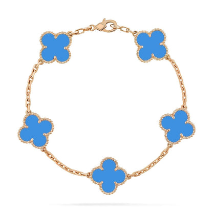 [Luna Brilliance]CLOVER 5 MOTIFS BLUE AGATE BRACELET