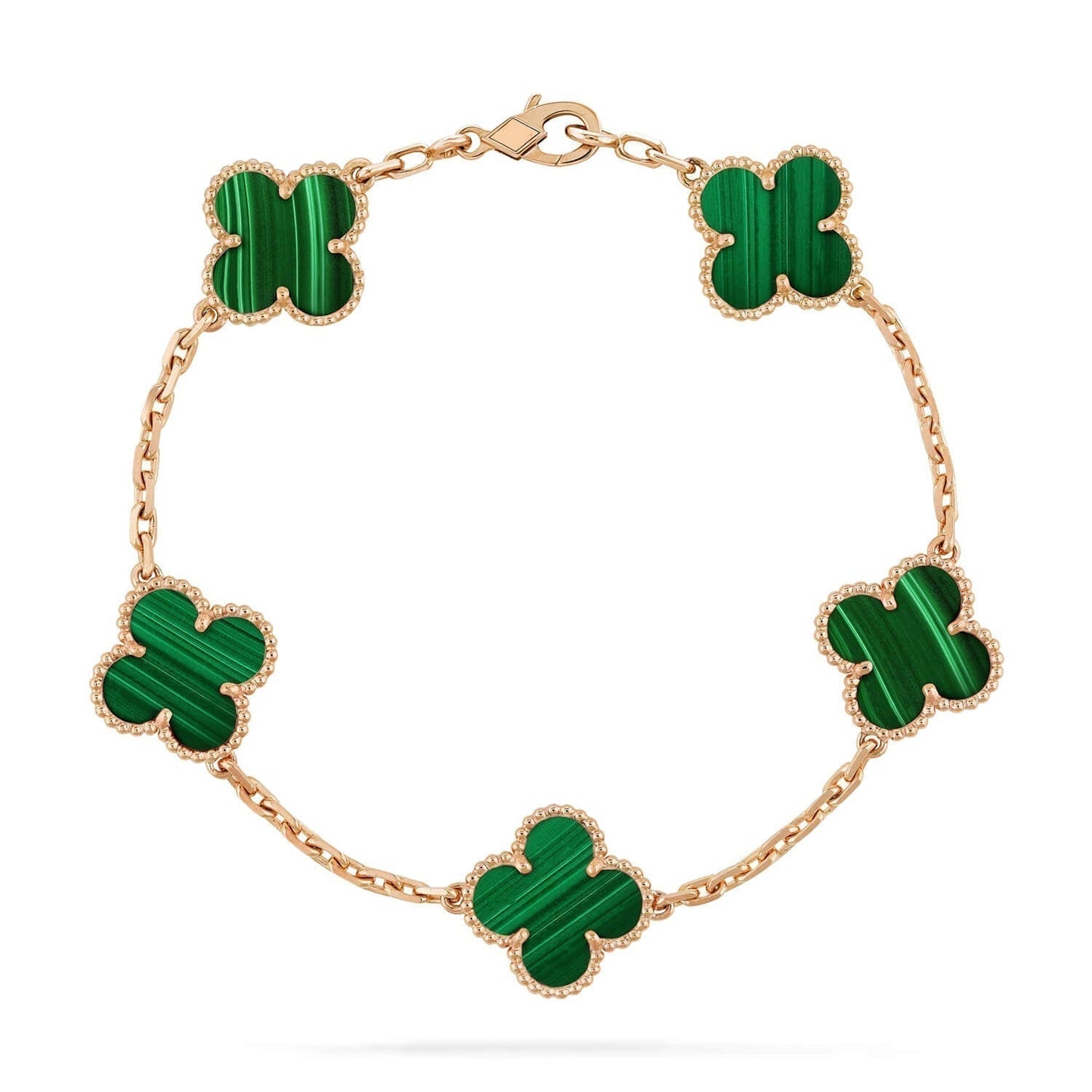 [Luna Brilliance]CLOVER 5 MOTIFS MALACHITE BRACELET