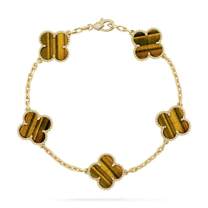 [Luna Brilliance]CLOVER  5 MOTIFS TIGER EYE BRACELET