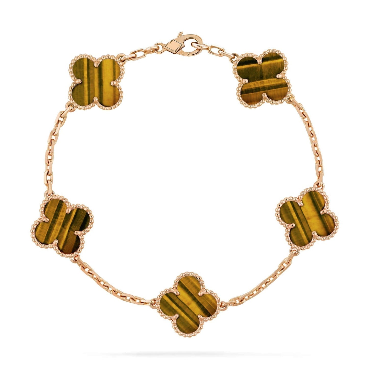 [Luna Brilliance]CLOVER  5 MOTIFS TIGER EYE BRACELET
