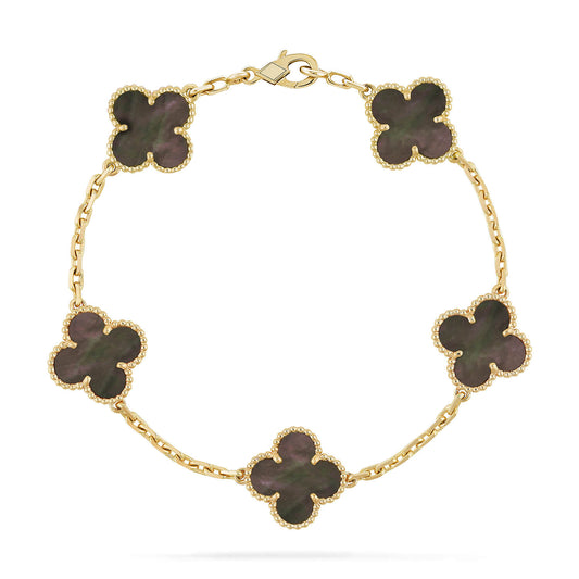 [Luna Brilliance]CLOVER 5 MOTIF GRAY MOP  BRACELET
