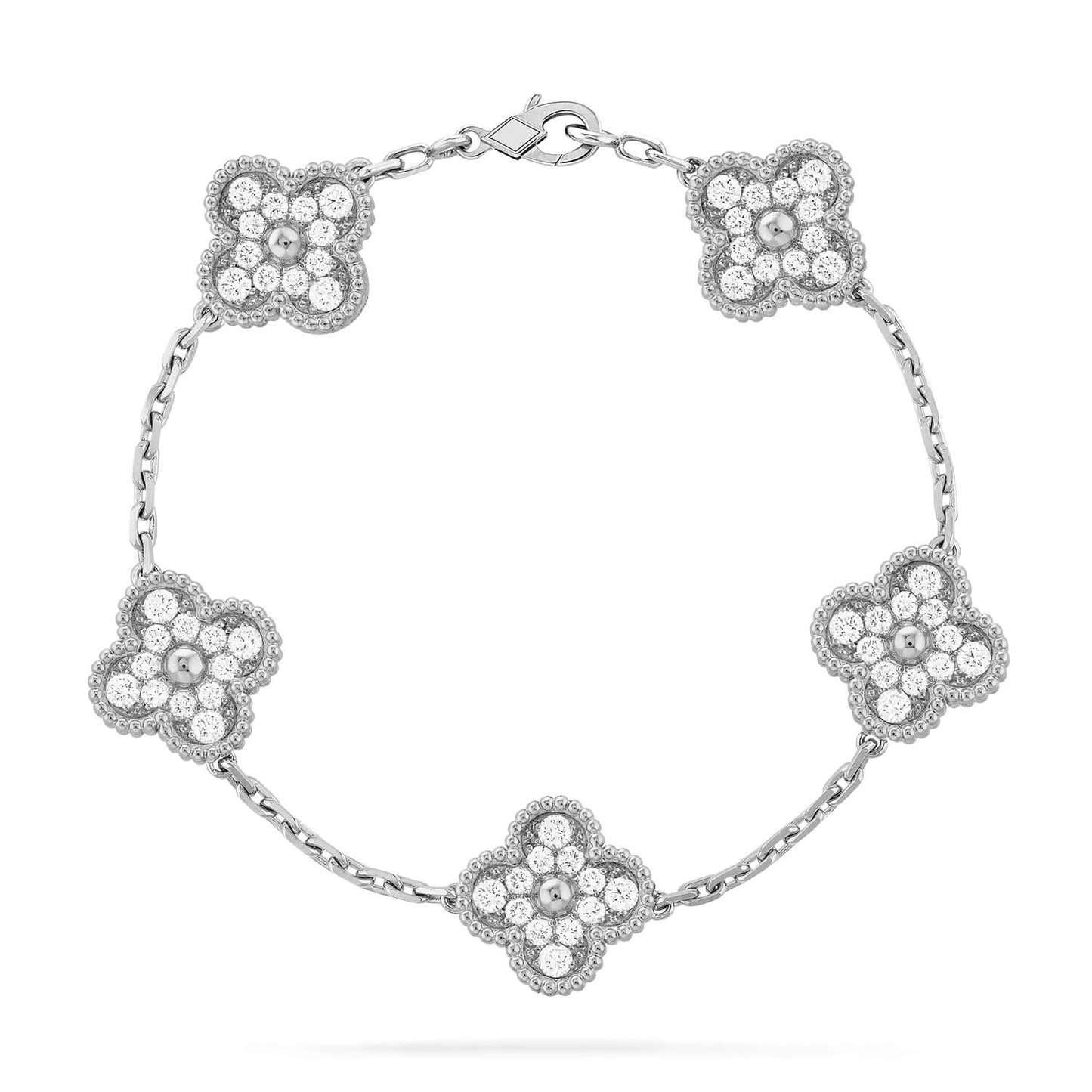 [Luna Brilliance]CLOVER 5 MOTIFS  DIAMOND BRACELET SILVER