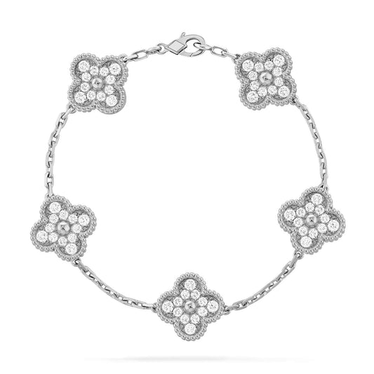 [Luna Brilliance]CLOVER 5 MOTIFS  DIAMOND BRACELET SILVER