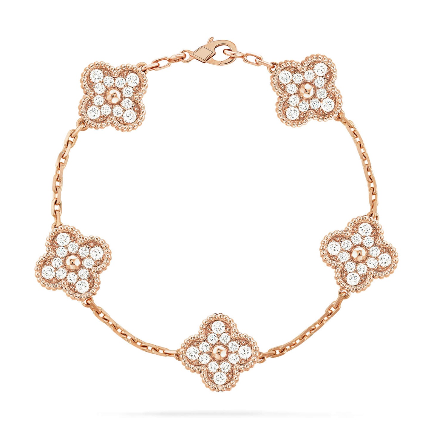 [Luna Brilliance]CLOVER 5 MOTIFS  FULL DIAMOND BRACELET